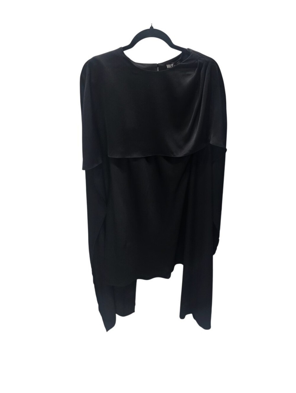 NWT WAYF x Sara Walker Black Satin Capelet Mini Dress Cocktail LBD M - Picture 2 of 10